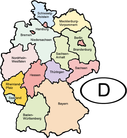 Deutschland-Karte mit den 16 Bundes-Ländern